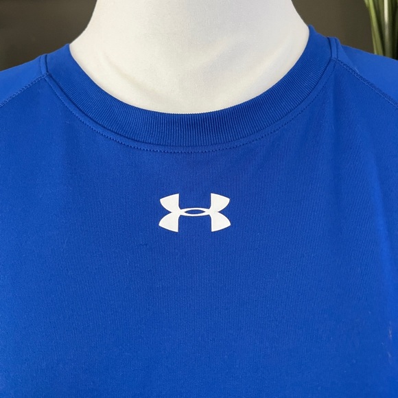 Under Armour Women's Royal Blue Loose Fit Heatgear‎ Athletic Tee Shirt Sz. L - Picture 3 of 8